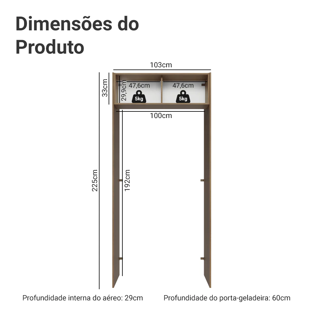 Porta-Geladeira 103 cm 1 Porta Basculante Rustic/Cinza Lux Madesa - Image 2