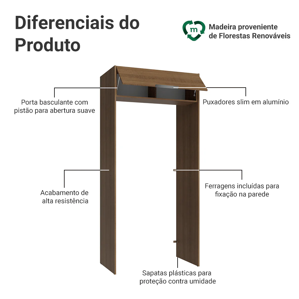 Porta-Geladeira 103 cm 1 Porta Basculante Rustic Stella Madesa - Image 3