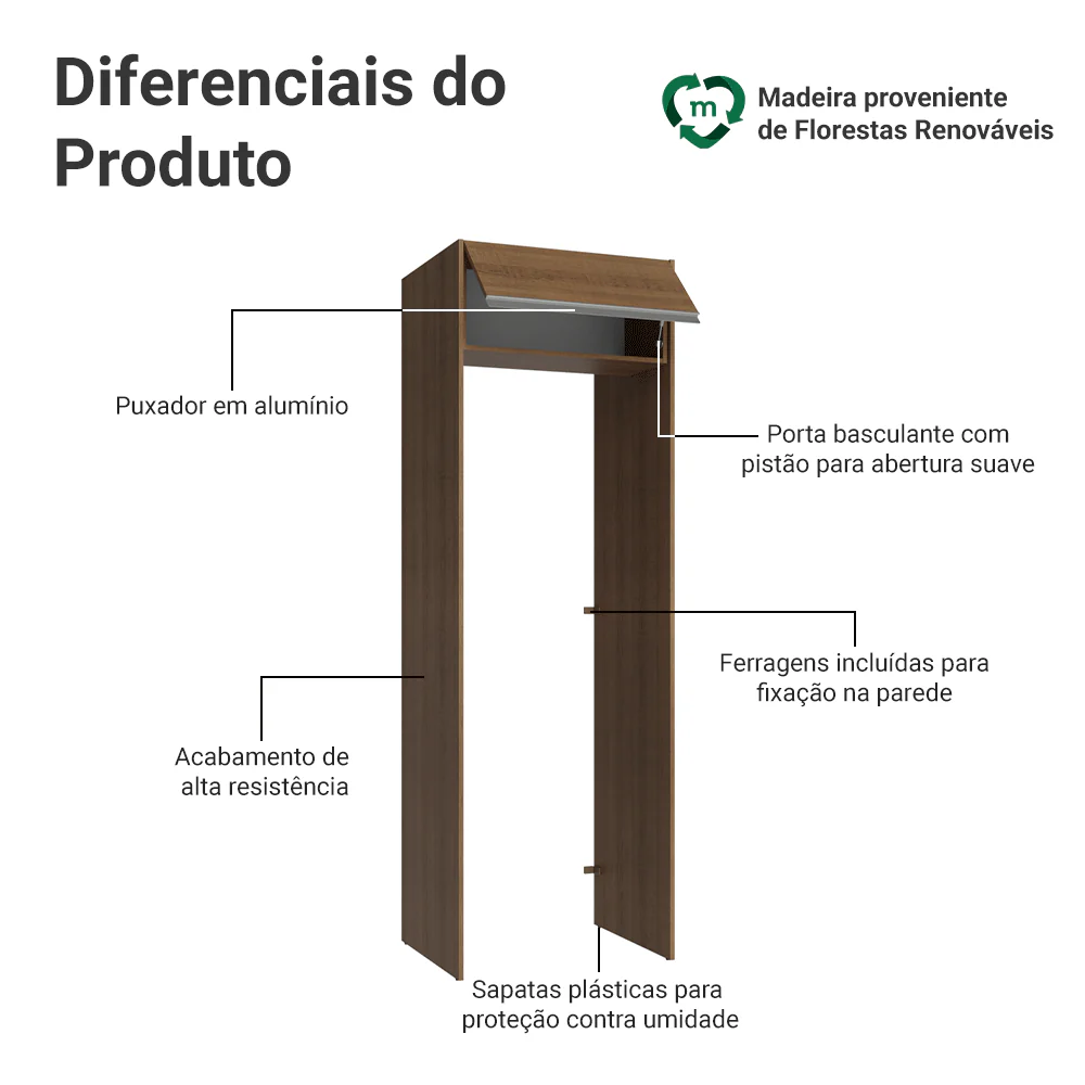 Porta-Geladeira 73 cm 1 Porta Basculante Rustic Glamy Madesa - Image 3