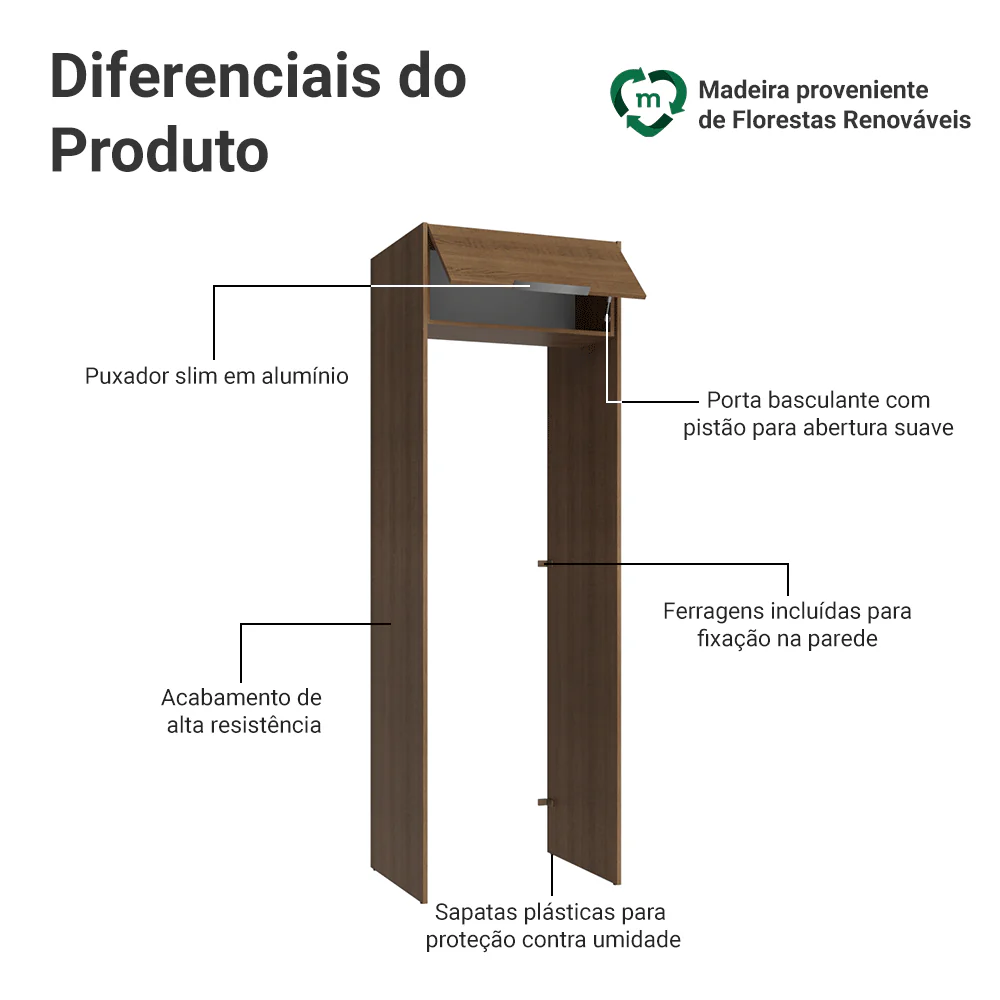 Porta-Geladeira 73 cm 1 Porta Basculante Rustic Stella Madesa - Image 3