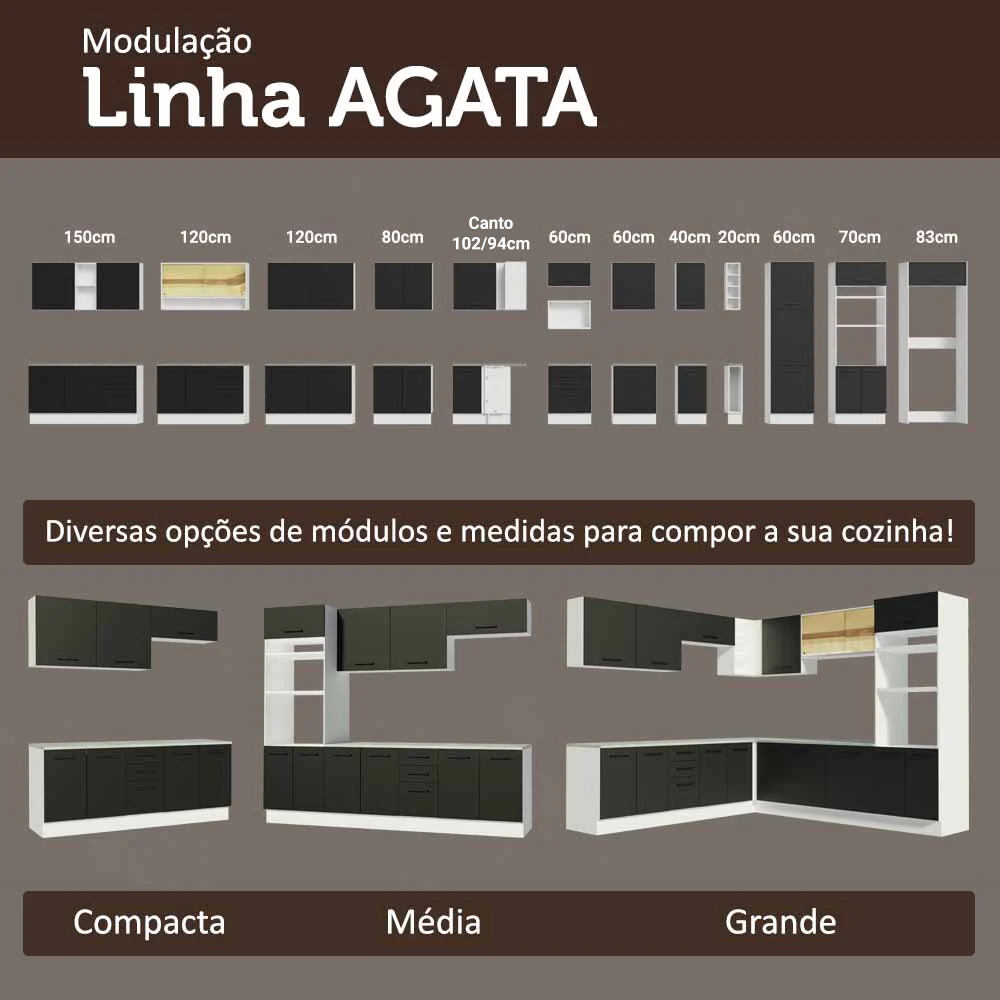 Porta-Geladeira 83 cm 1 Porta Basculante Preto/Branco/Preto Agata Madesa - Image 8