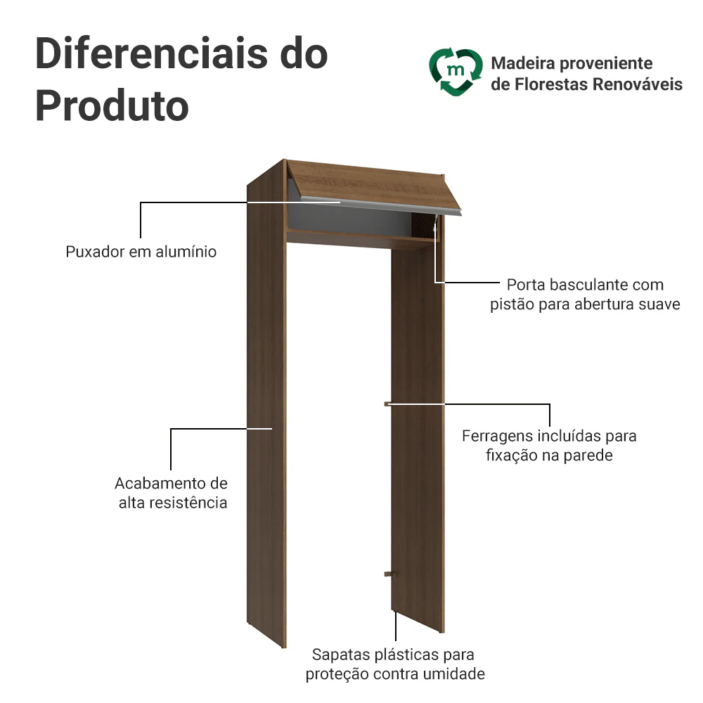 Porta-Geladeira 83 cm 1 Porta Basculante Rustic Glamy Madesa - Image 3