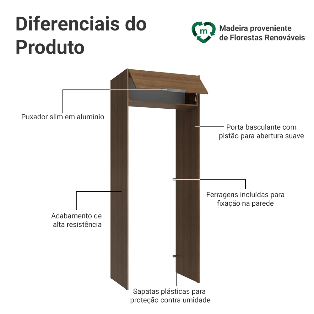 Porta-Geladeira 83 cm 1 Porta Basculante Rustic Stella Madesa - Image 3