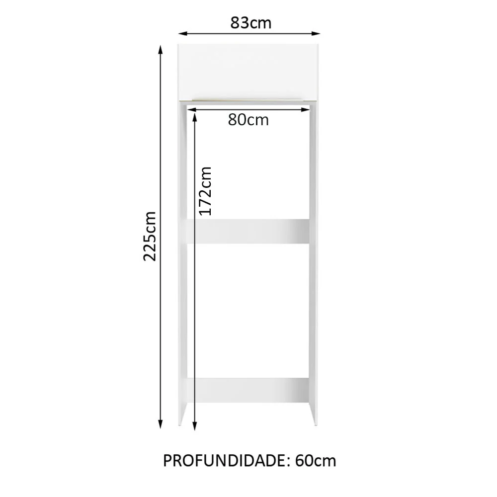 Porta-Geladeira Madesa Lux 1 Porta Basculante Branco/Branco Veludo - Image 2