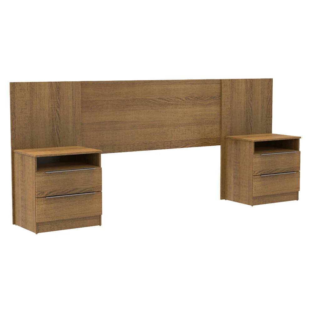 Quarto Completo com Guarda-Roupa Luke 2 Portas de Espelho e Cabeceira com 2 Mesas de Cabeceira Madesa Rustic - Image 3