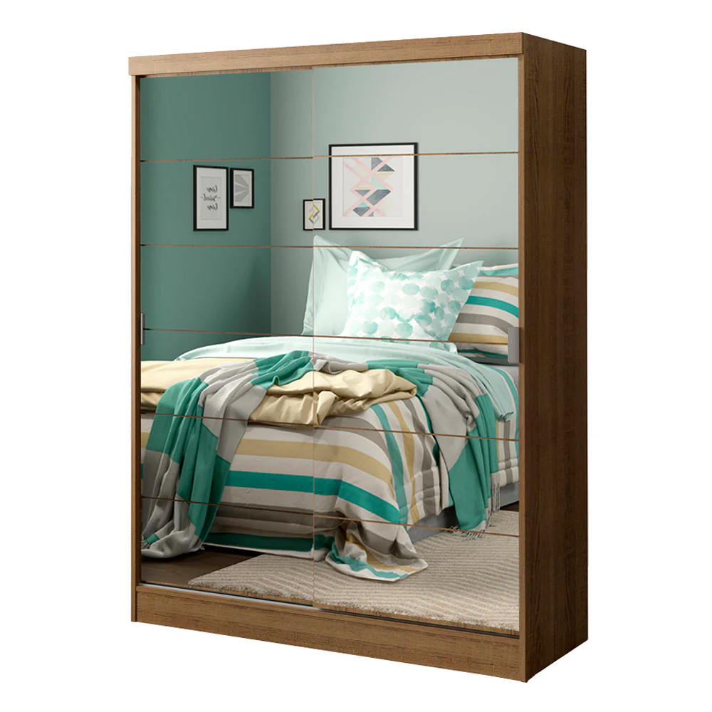Quarto Completo com Guarda-Roupa Luke 2 Portas de Espelho e Cabeceira com 2 Mesas de Cabeceira Madesa Rustic - Image 4
