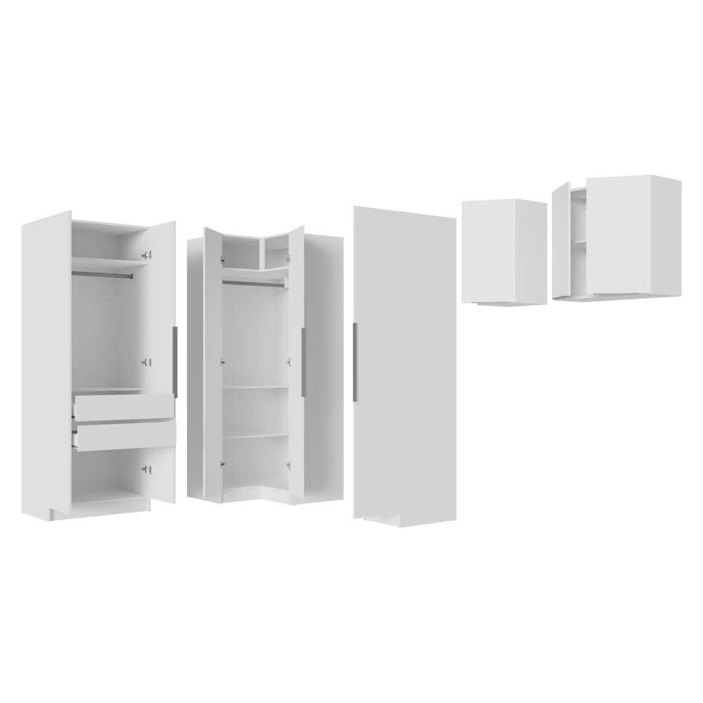 Quarto Completo Solteiro De Canto 415 cm Branco Neo Madesa - Image 12
