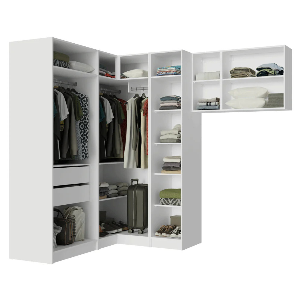 Quarto Completo Solteiro De Canto 415 cm Branco Neo Madesa - Image 6