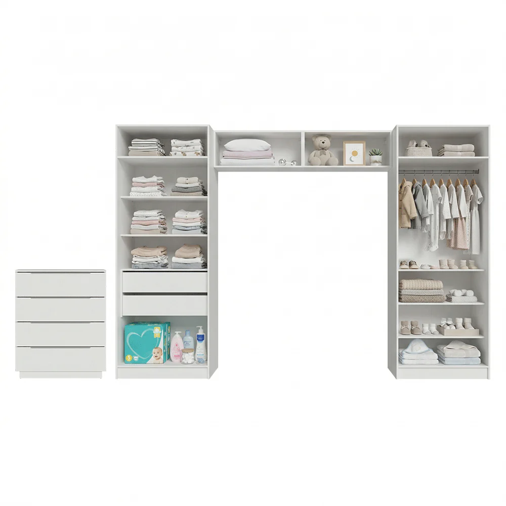 Quarto Infantil com 2 Guarda-Roupas Neo 2 Aéreos 1 Cômoda Branco Madesa 03 - Image 5