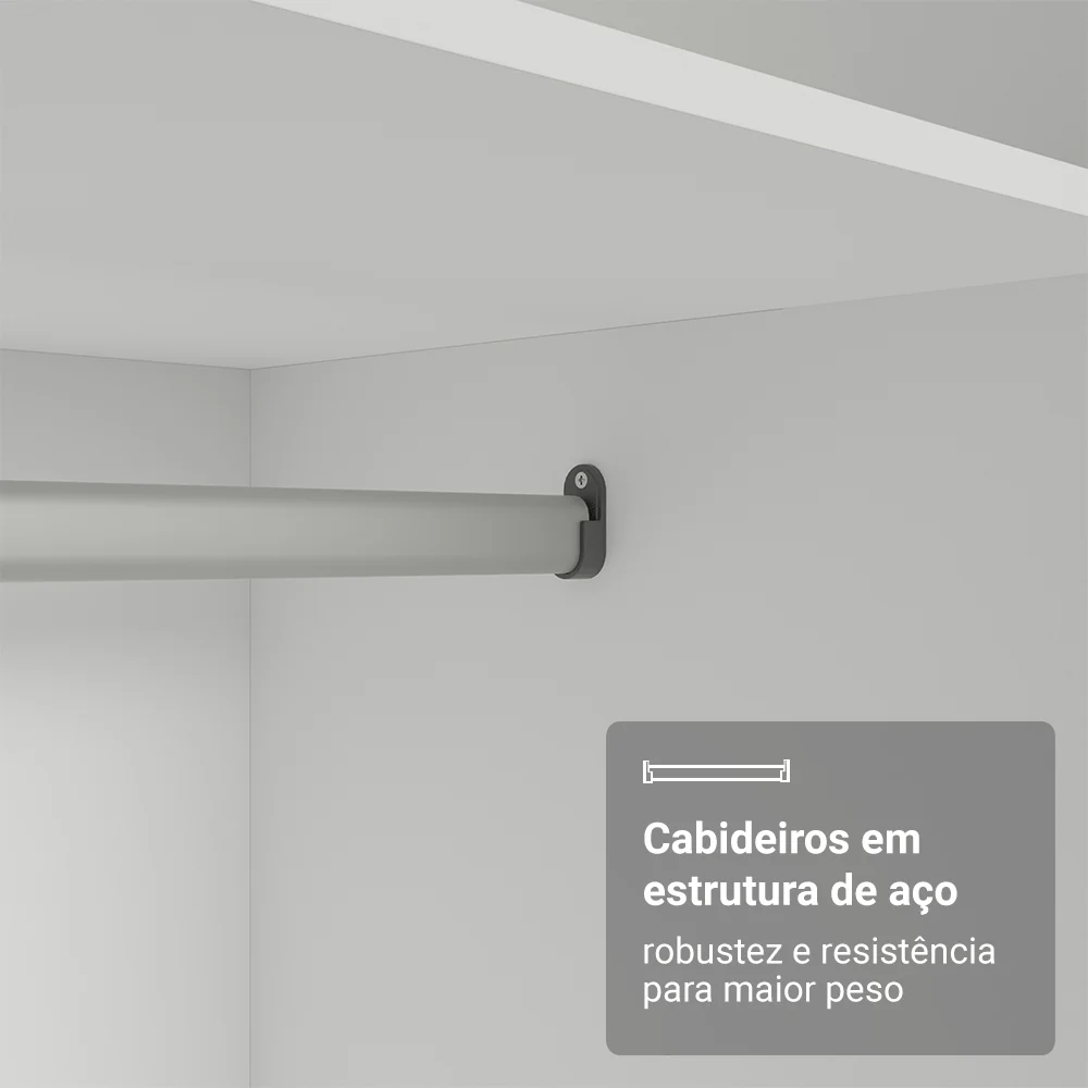 Quarto Infantil com 2 Guarda-Roupas Neo 2 Aéreos 1 Cômoda Branco Madesa 03 - Image 9