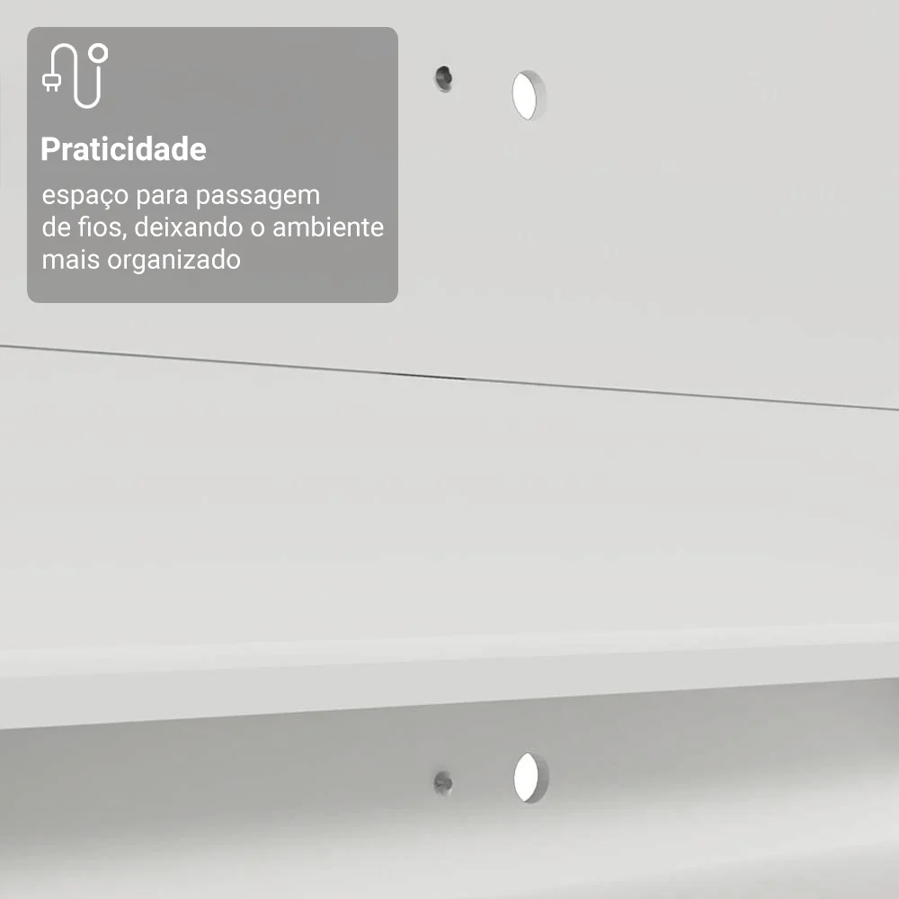 Rack com Painel para TV até 60 Polegadas 180 cm Branco Cancun Madesa - Image 6