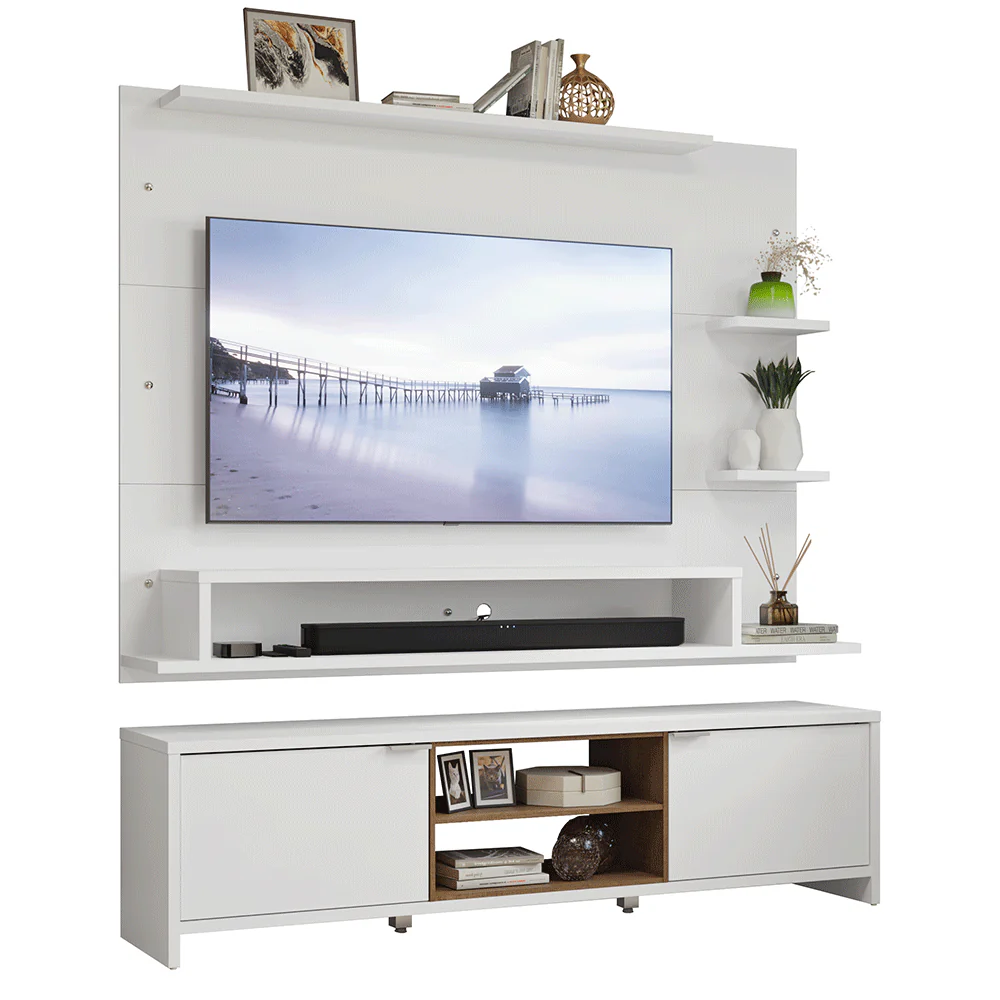 Rack com Painel para TV até 60 Polegadas 180 cm Branco/Rustic Metz Madesa - Image 2