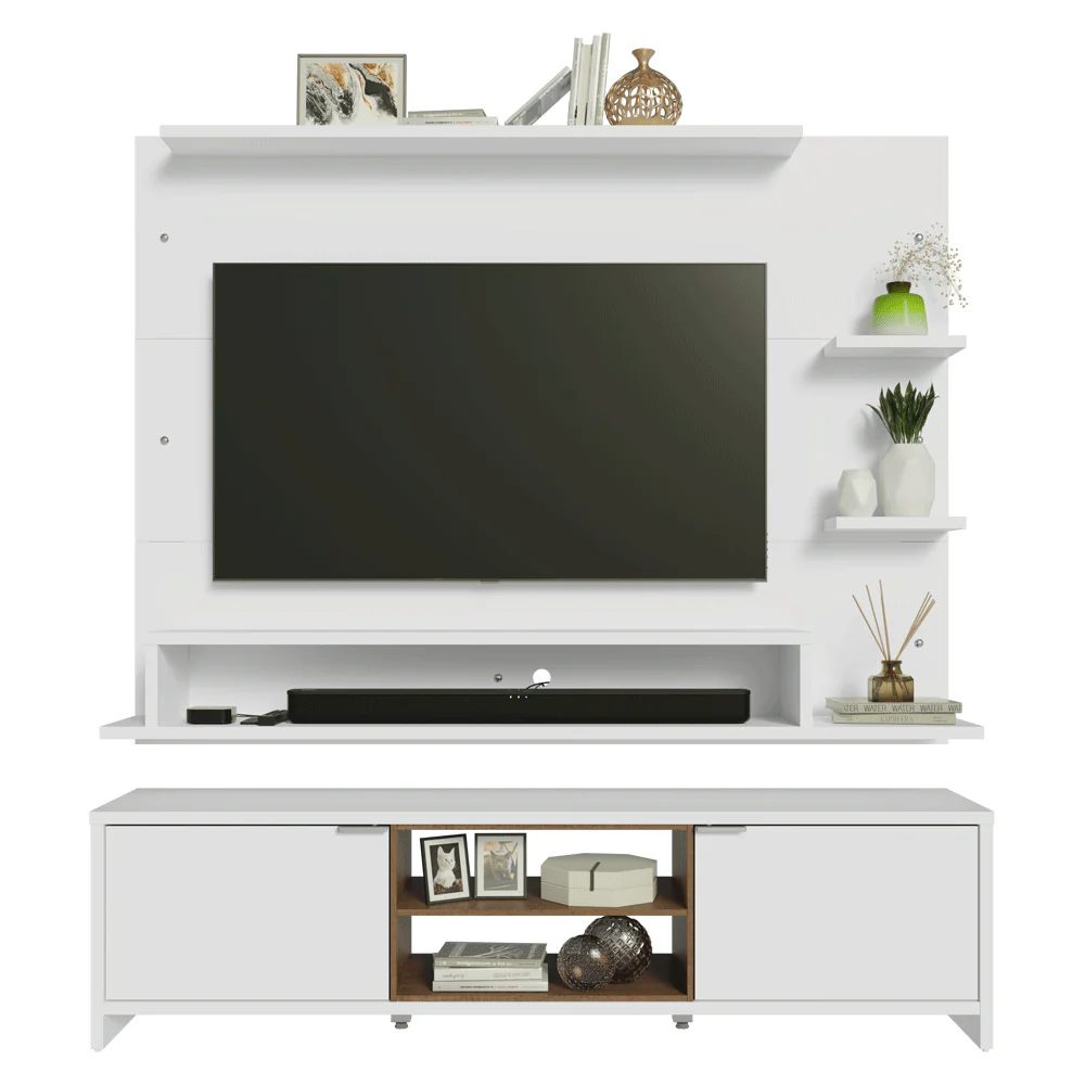 Rack com Painel para TV até 60 Polegadas 180 cm Branco/Rustic Metz Madesa - Image 9