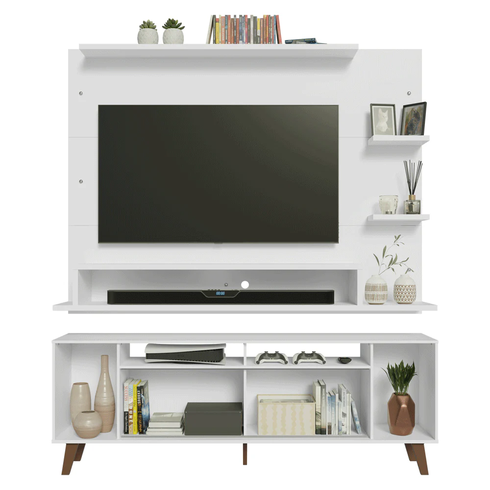 Rack com Painel para TV até 60 Polegadas 180 cm com Pés Branco/Rustic Cancun Madesa - Image 12