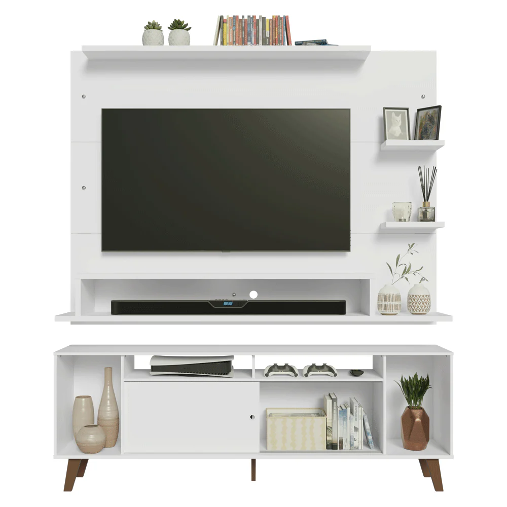 Rack com Painel para TV até 60 Polegadas 180 cm com Pés Branco/Rustic Cancun Madesa - Image 8