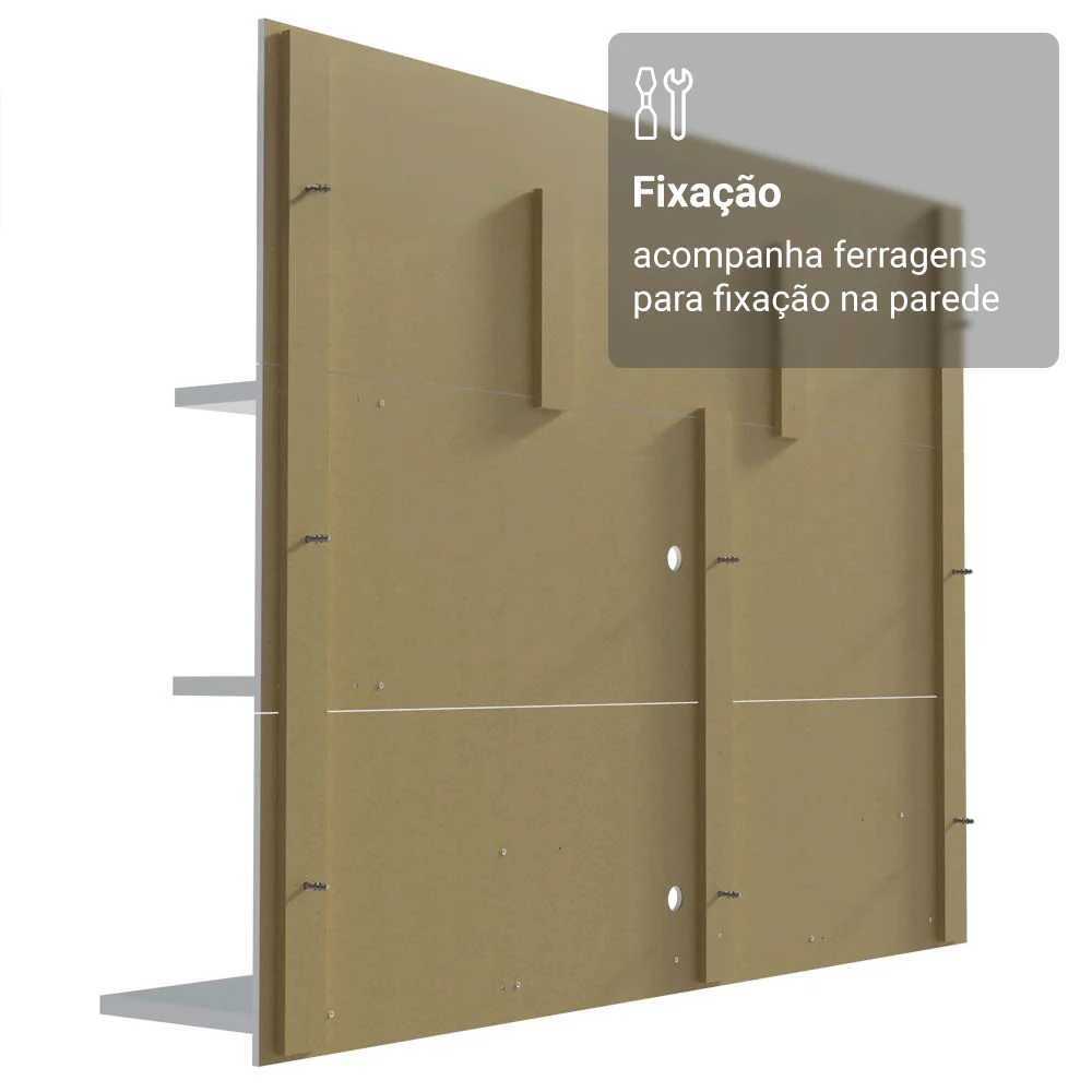 Rack com Painel para TV até 60 Polegadas 180 cm com Pés Branco/Rustic Reims Madesa - Image 8