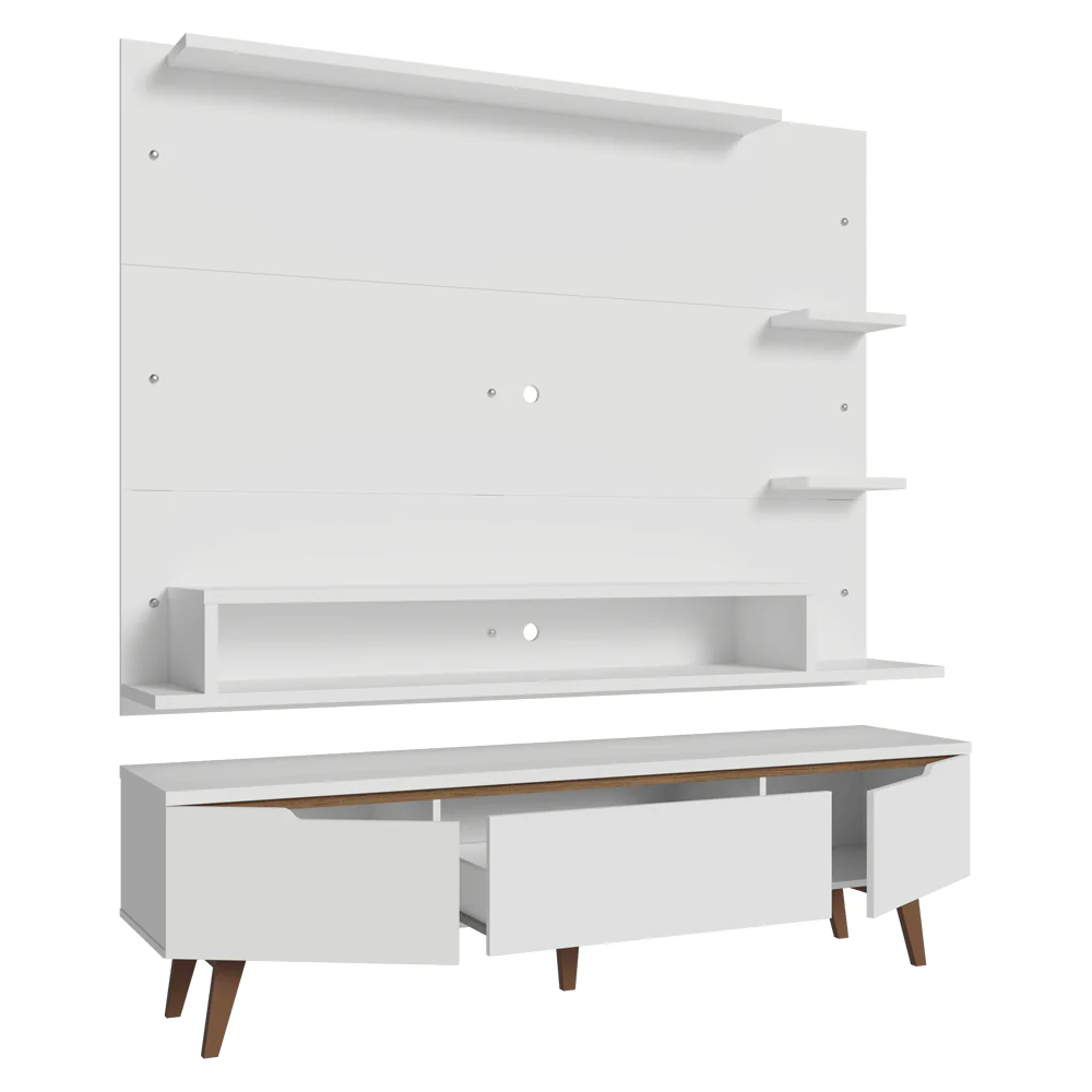 Rack com Painel para TV até 60 Polegadas 180 cm com Pés Branco/Rustic Reims Madesa - Image 9
