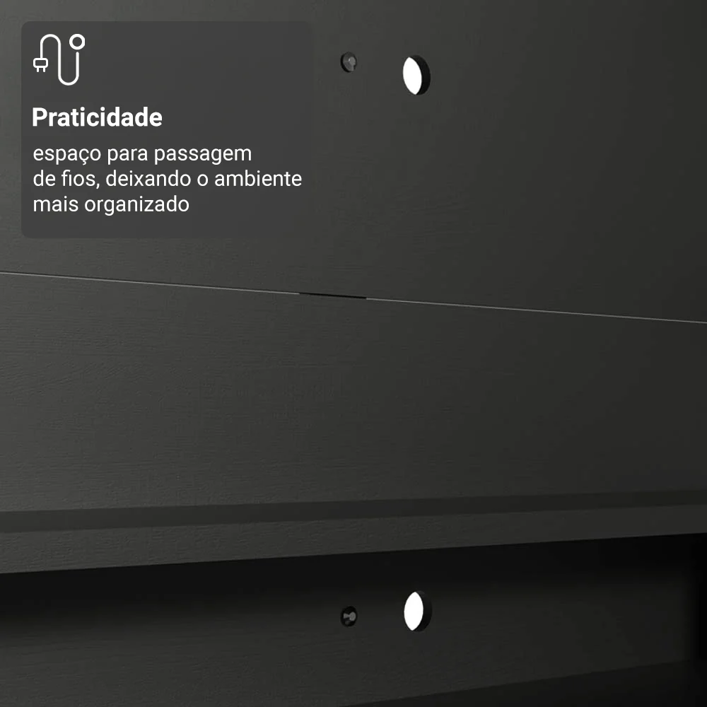 Rack com Painel para TV até 60 Polegadas 180 cm com Pés Preto/Rustic Reims Madesa - Image 7