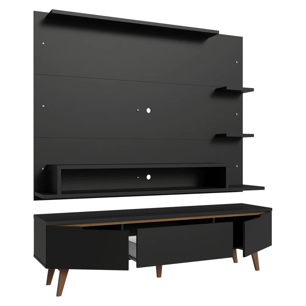 Rack com Painel para TV até 60 Polegadas 180 cm com Pés Preto/Rustic Reims Madesa - Image 9