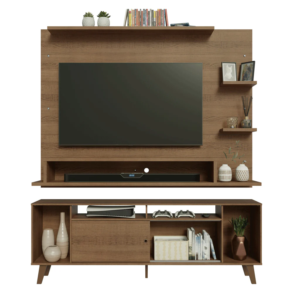 Rack com Painel para TV até 60 Polegadas 180 cm com Pés Rustic Cancun Madesa - Image 8