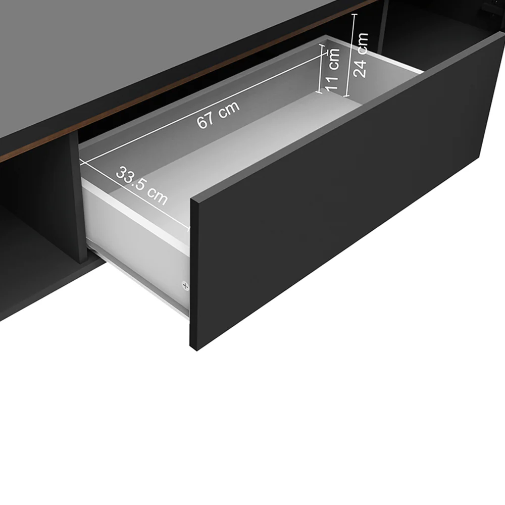 Rack com Painel para TV até 60 Polegadas 180 cm com Pés Rustic/Preto/Rustic Reims Madesa - Image 6