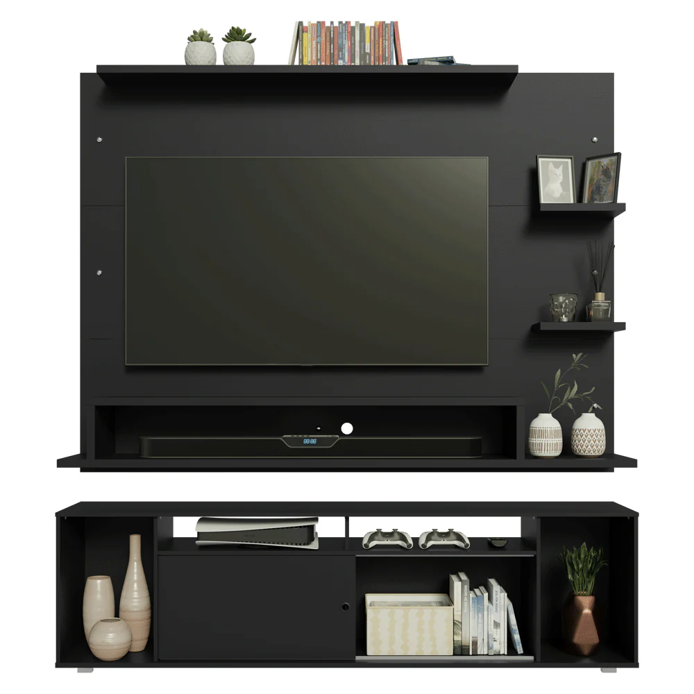 Rack com Painel para TV até 60 Polegadas 180 cm Preto Cancun Madesa - Image 8