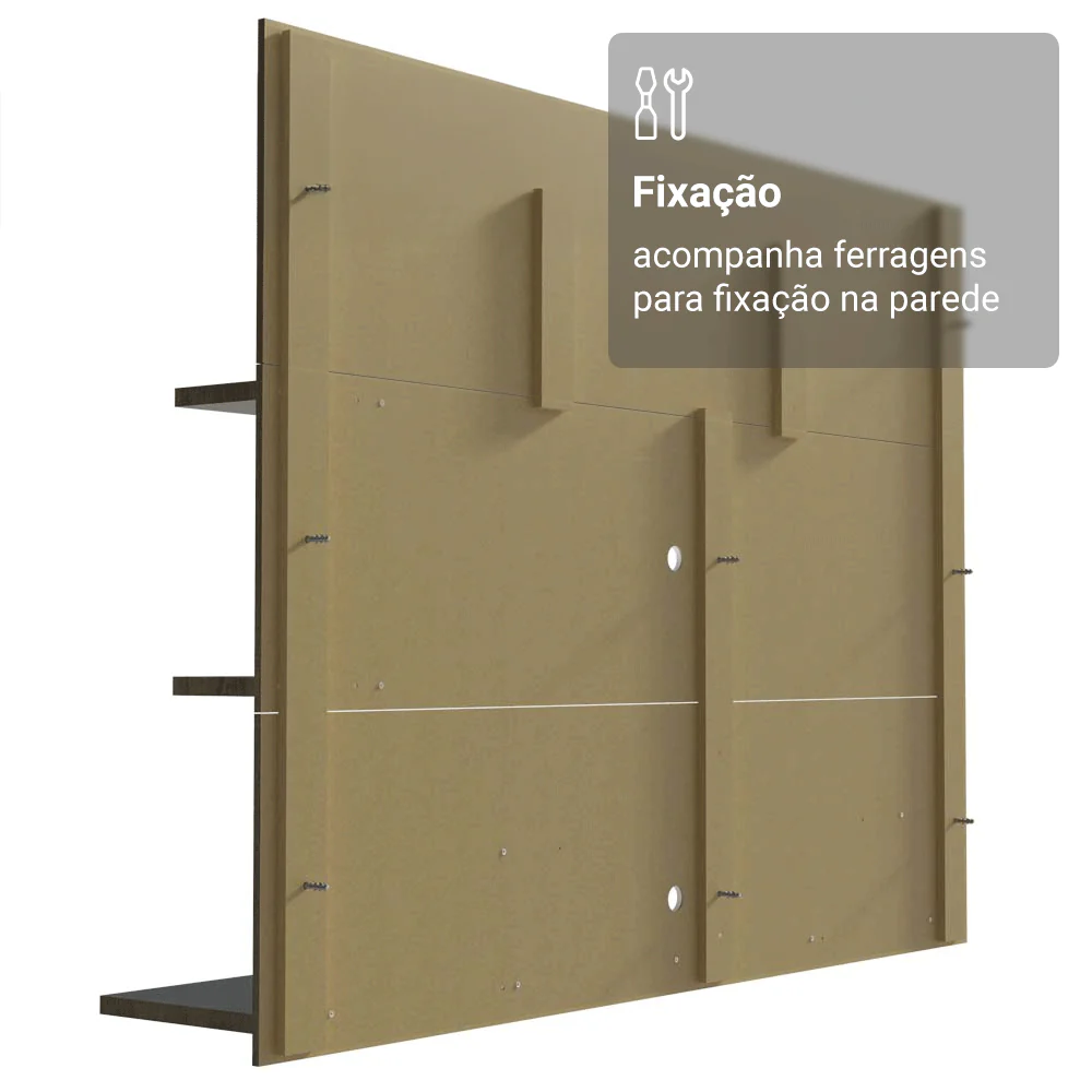 Rack com Painel para TV até 60 Polegadas 180 cm Rustic/Branco Metz Madesa - Image 7
