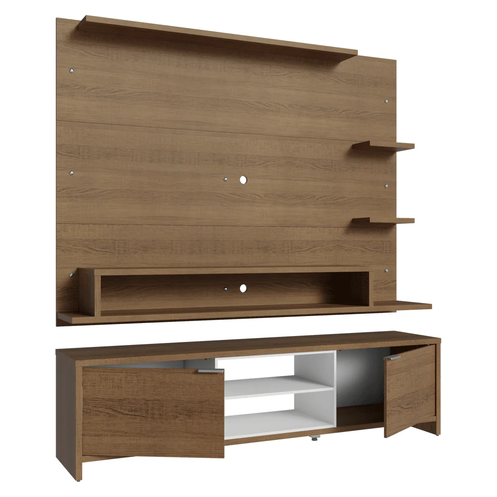 Rack com Painel para TV até 60 Polegadas 180 cm Rustic/Branco Metz Madesa - Image 8