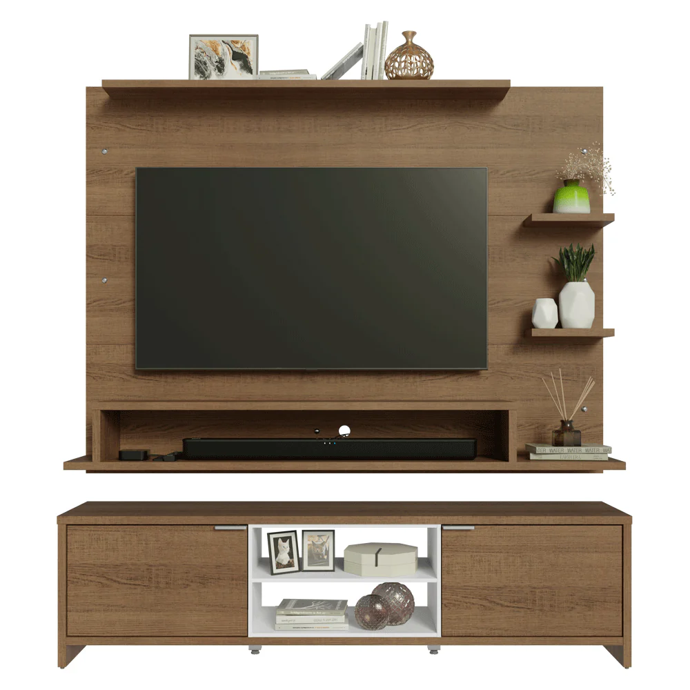 Rack com Painel para TV até 60 Polegadas 180 cm Rustic/Branco Metz Madesa - Image 9