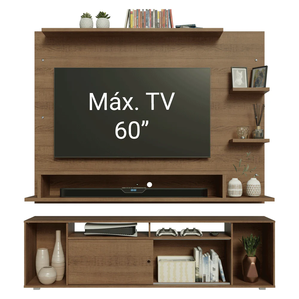 Rack com Painel para TV até 60 Polegadas 180 cm Rustic Cancun Madesa - Image 5