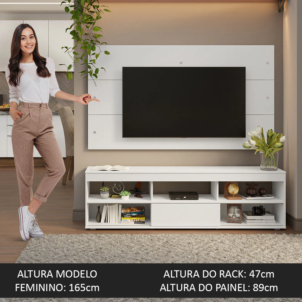Rack com Painel para TV até 65 Polegadas Branco Orlando Madesa - Image 5
