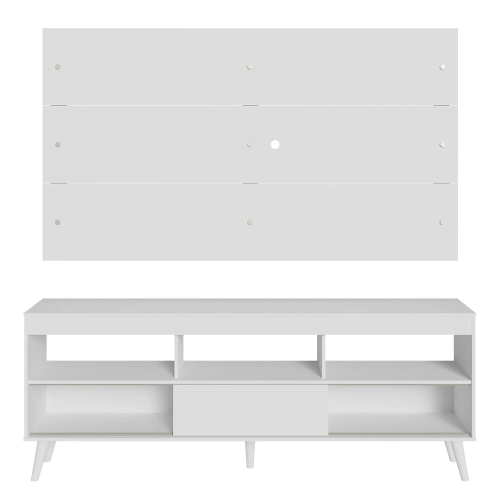Rack com Painel para TV até 65 Polegadas com Pés Branco Detroit Madesa - Image 6