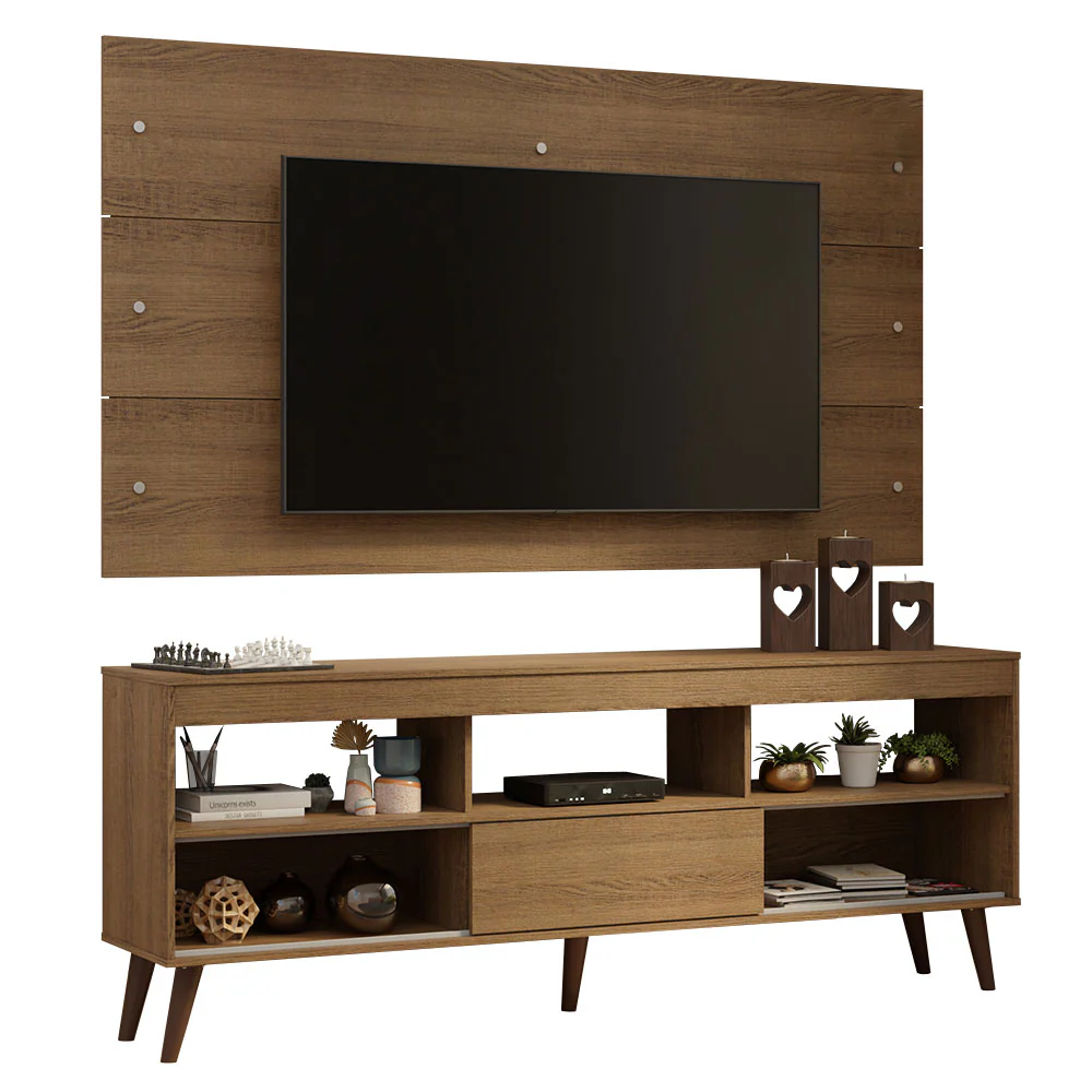 Rack com Painel para TV até 65 Polegadas com Pés Rustic Detroit Madesa - Image 2