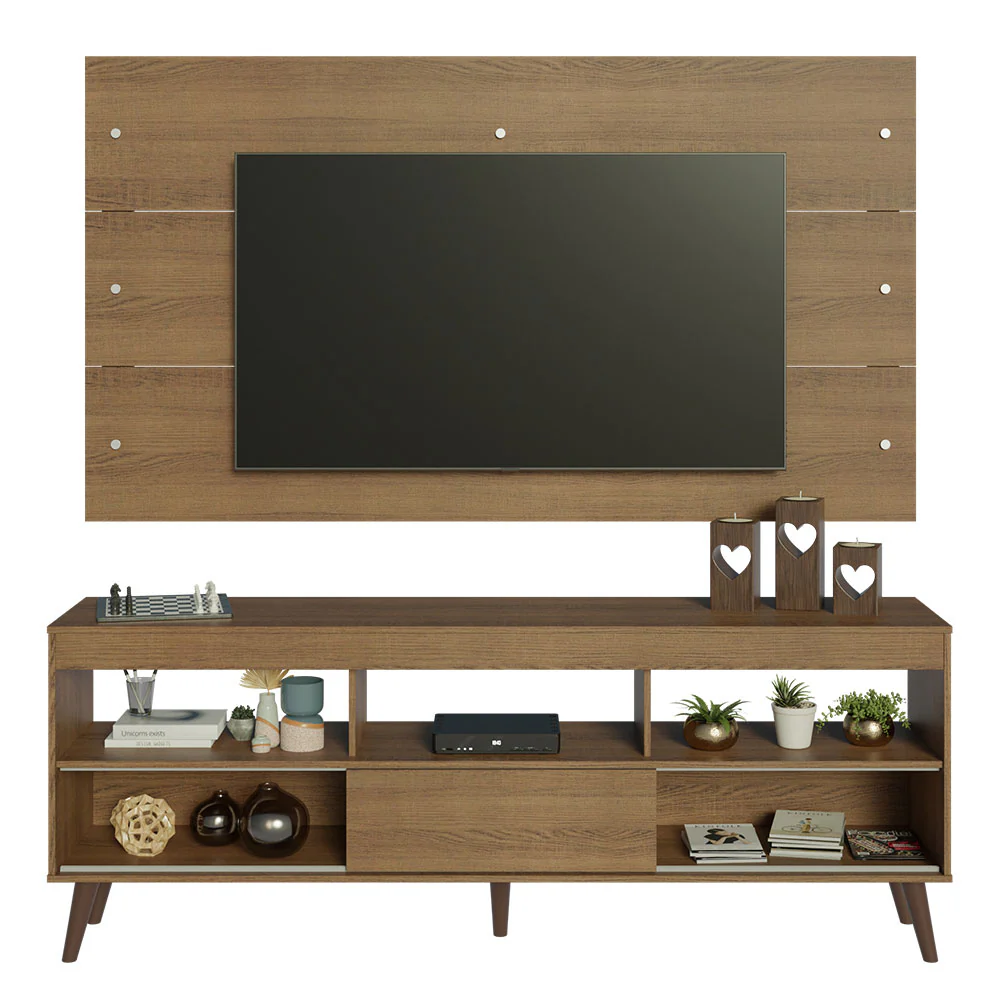Rack com Painel para TV até 65 Polegadas com Pés Rustic Detroit Madesa - Image 4