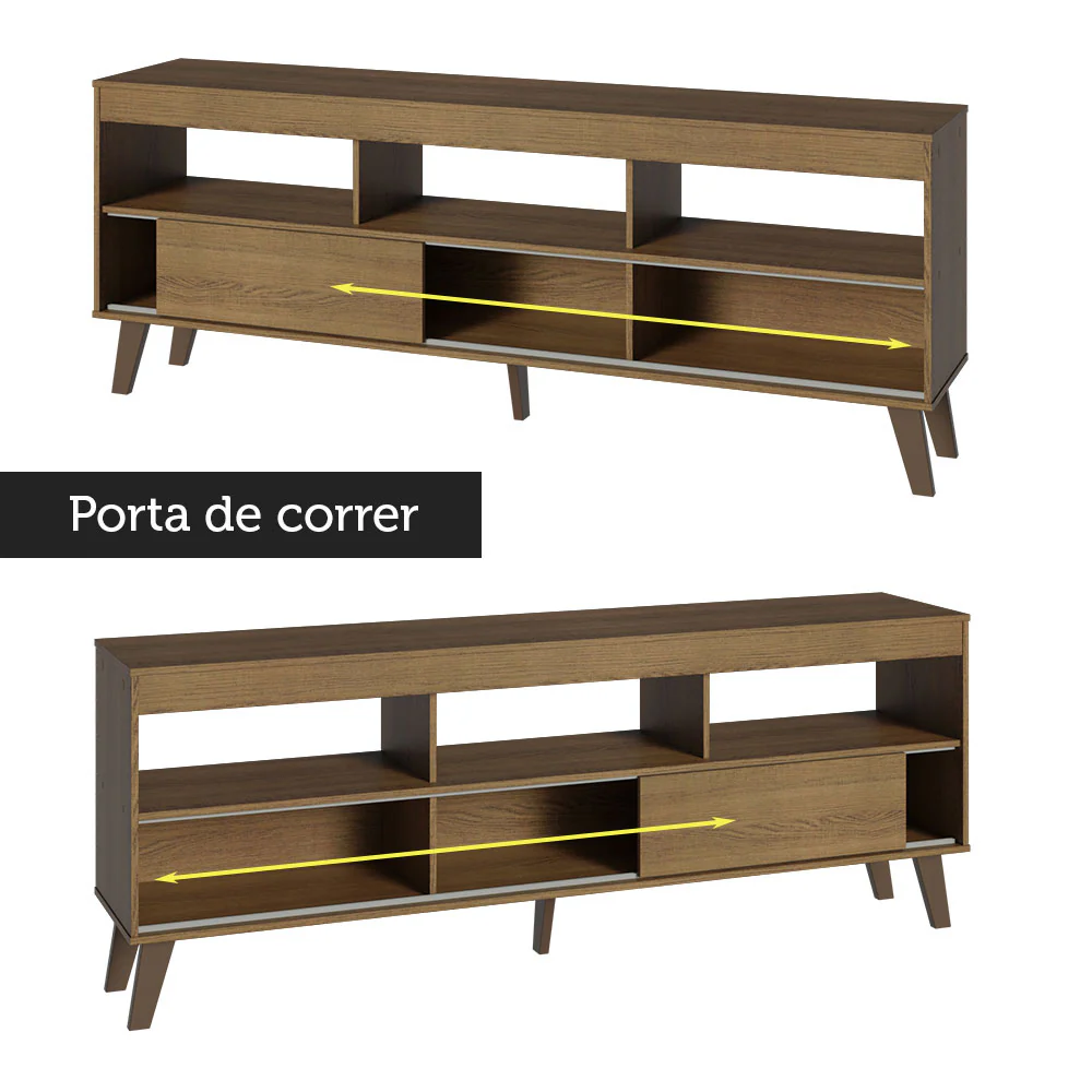 Rack com Painel para TV até 65 Polegadas com Pés Rustic Texas Madesa - Image 8