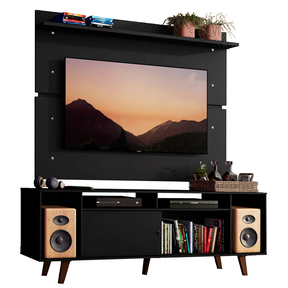 Rack Madesa Cancun com Pés e Painel para TV até 65 Polegadas Preto/Preto 8ND8 - Image 2