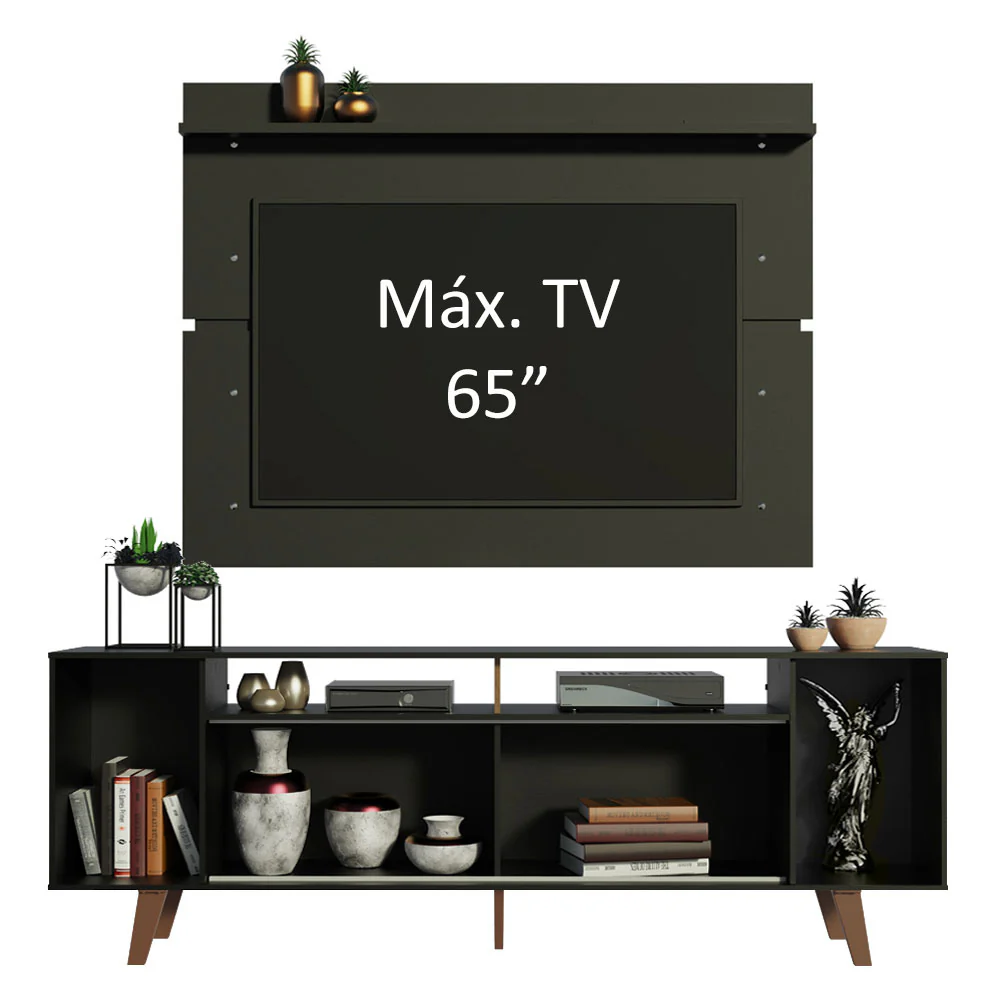 Rack Madesa Cancun com Pés e Painel para TV até 65 Polegadas Preto/Preto 8ND8 - Image 4