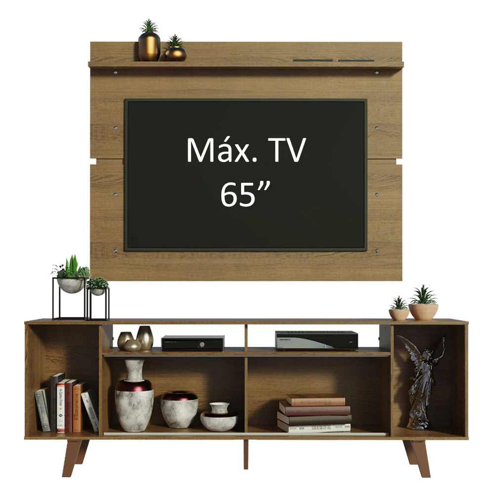 Rack Madesa Cancun com Pés e Painel para TV até 65 Polegadas Rustic - Image 4