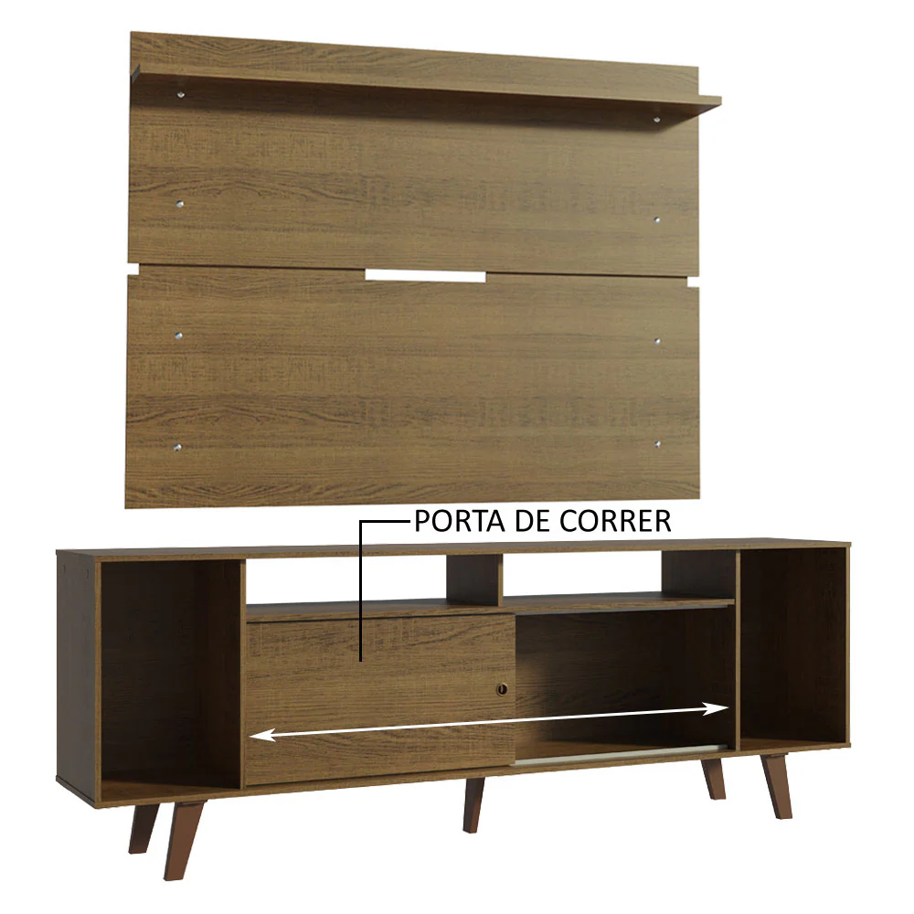 Rack Madesa Cancun com Pés e Painel para TV até 65 Polegadas Rustic - Image 5
