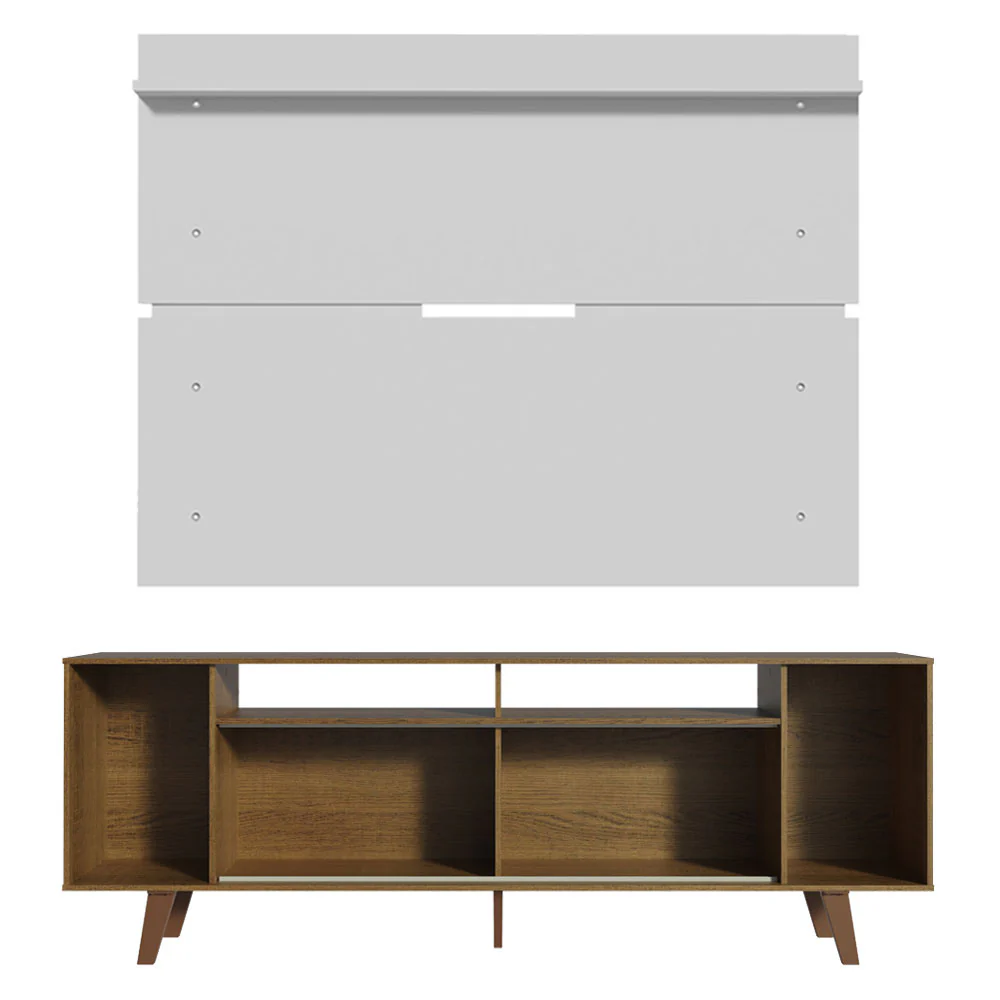 Rack Madesa Cancun com Pés e Painel para TV até 65 Polegadas Rustic/Branco 6E9B - Image 9