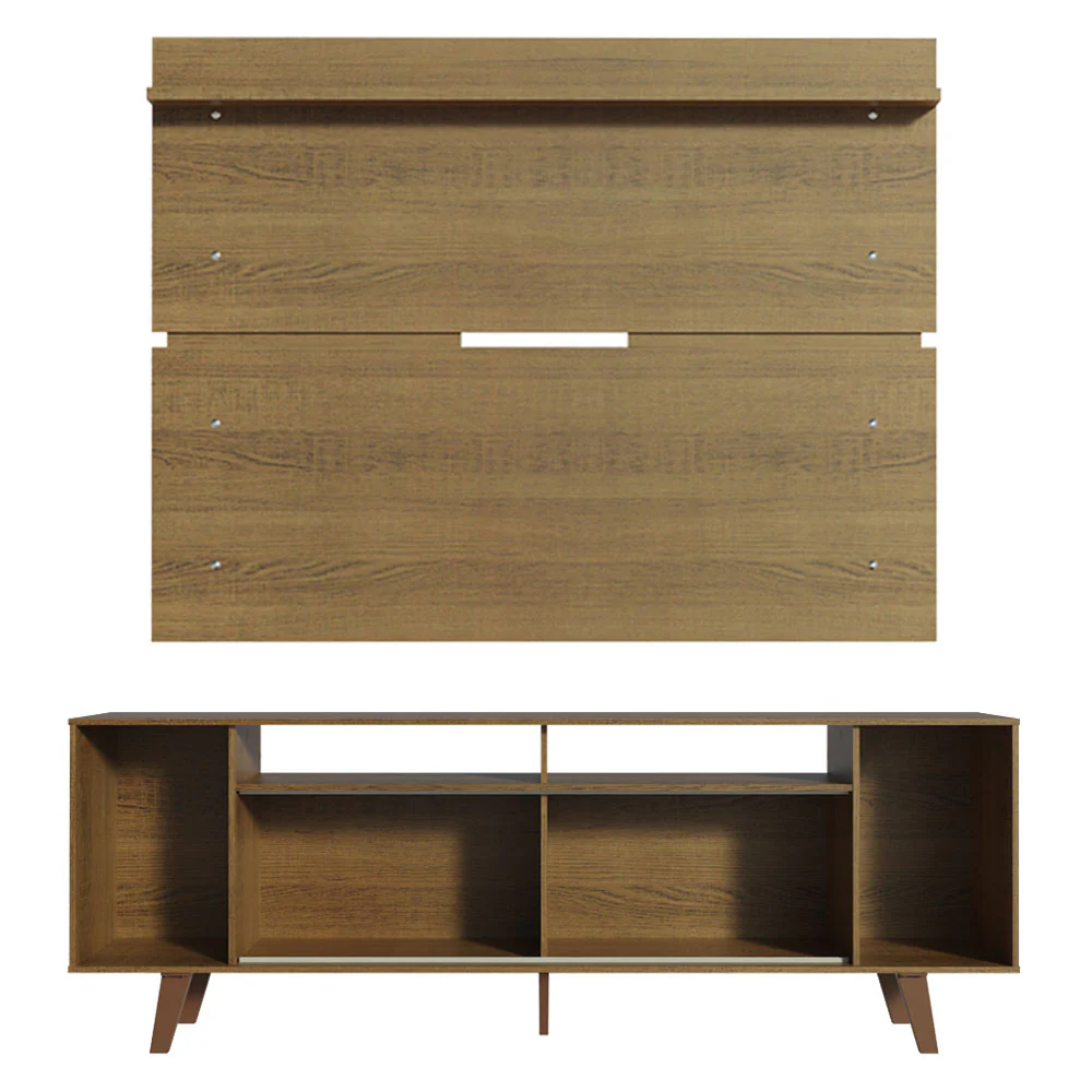 Rack Madesa Cancun com Pés e Painel para TV até 65 Polegadas Rustic/Preto 7K5Z - Image 9