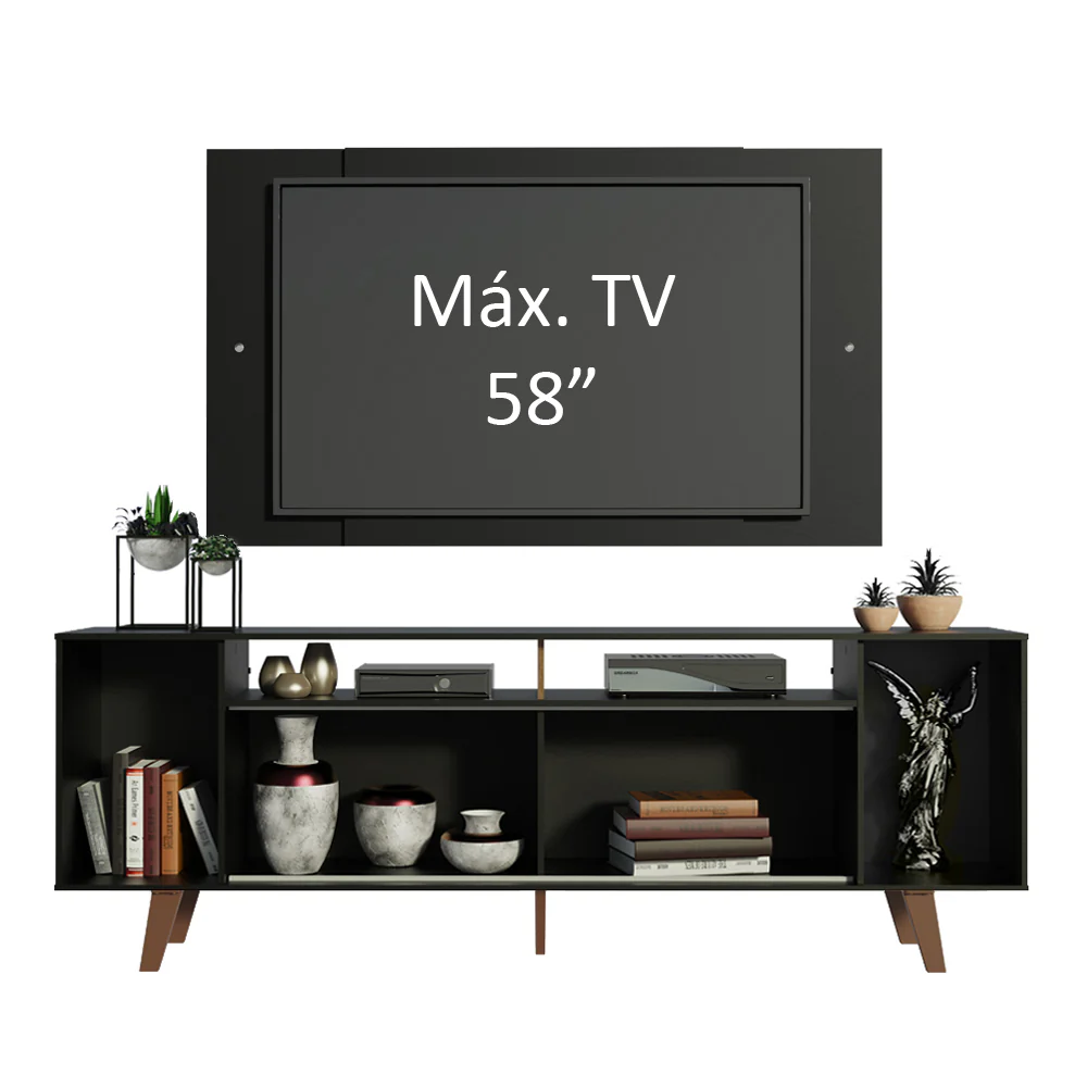 Rack Madesa Cancun com Pés e Painel para TV até 58 Polegadas Preto 8ND8 - Image 4