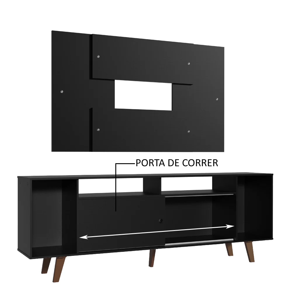 Rack Madesa Cancun com Pés e Painel para TV até 58 Polegadas Preto 8ND8 - Image 5