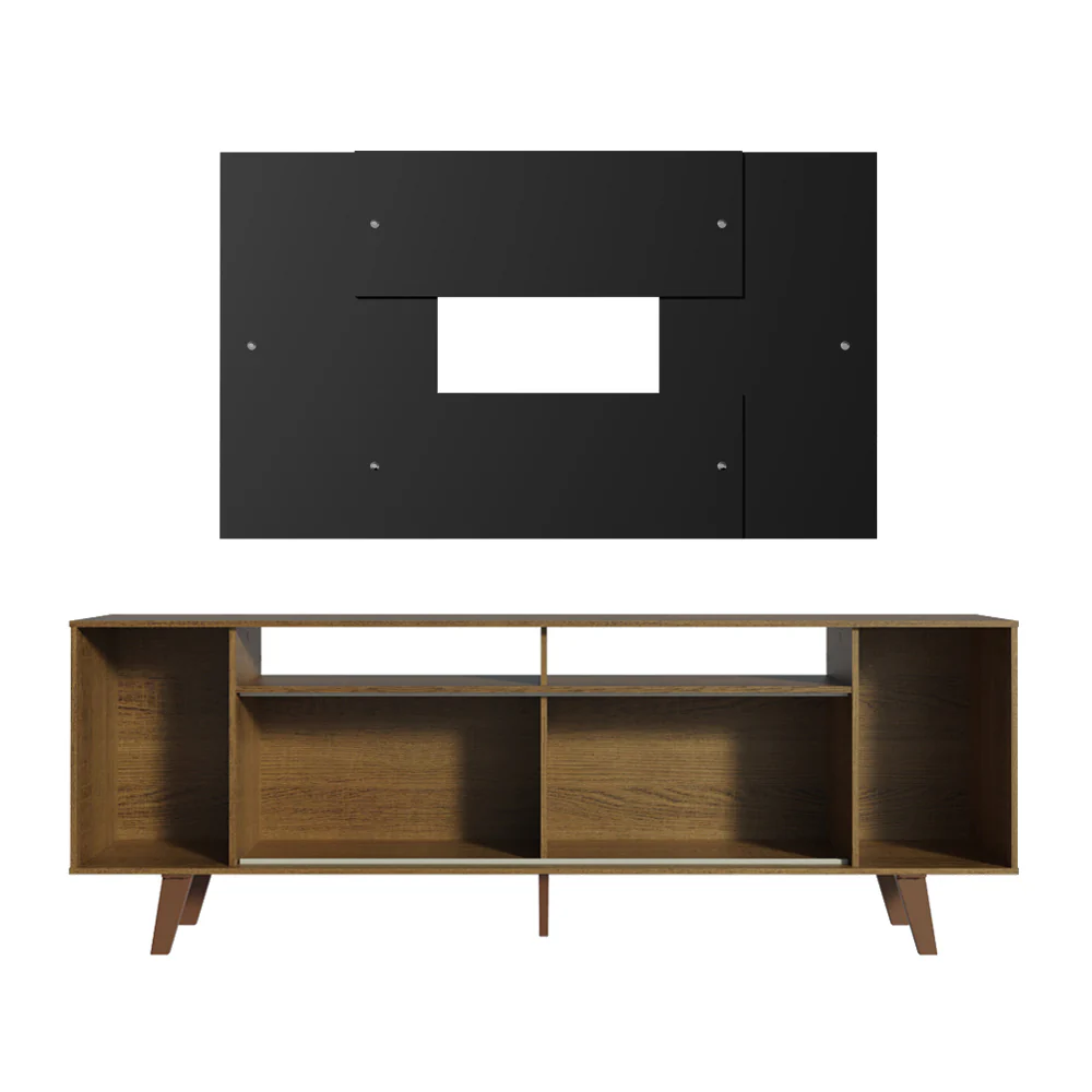 Rack Madesa Cancun com Pés e Painel para TV até 58 Polegadas Rustic/Preto 5ZD8 - Image 9