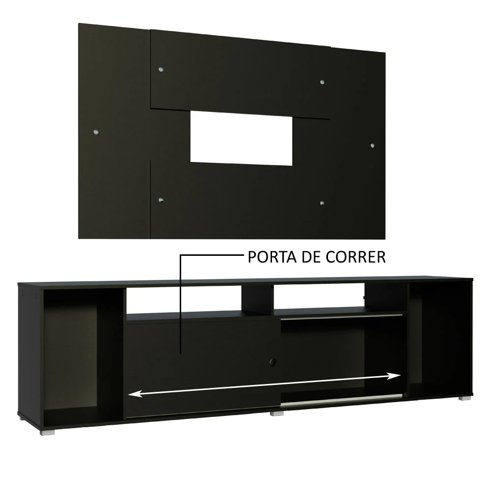 Rack Madesa Cancun e Painel para TV até 58 Polegadas Preto - Image 5