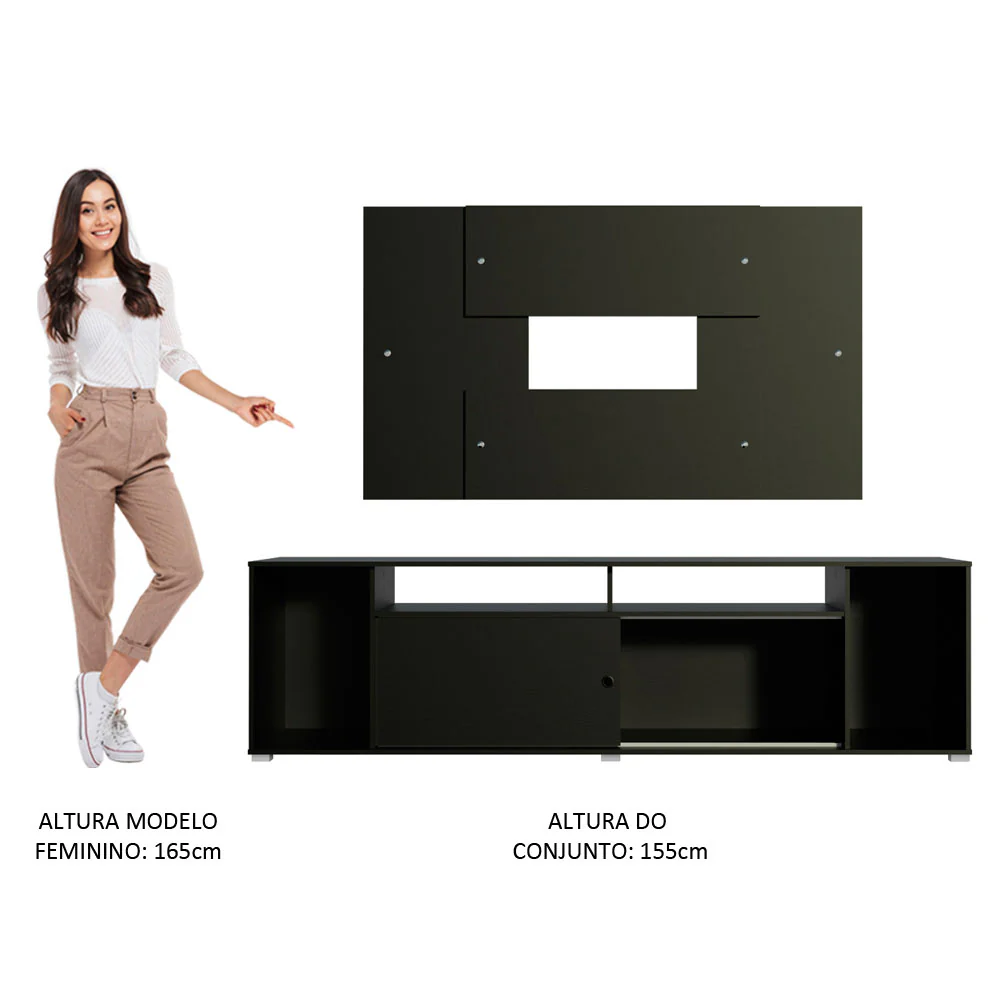 Rack Madesa Cancun e Painel para TV até 58 Polegadas Preto - Image 6