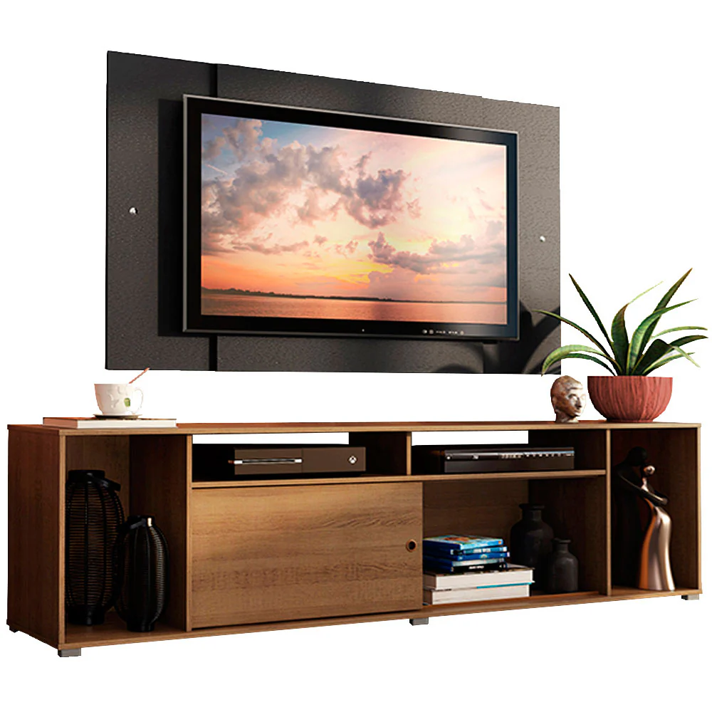Rack Madesa Cancun e Painel para TV até 58 Polegadas Rustic/Preto 5Z8N - Image 2