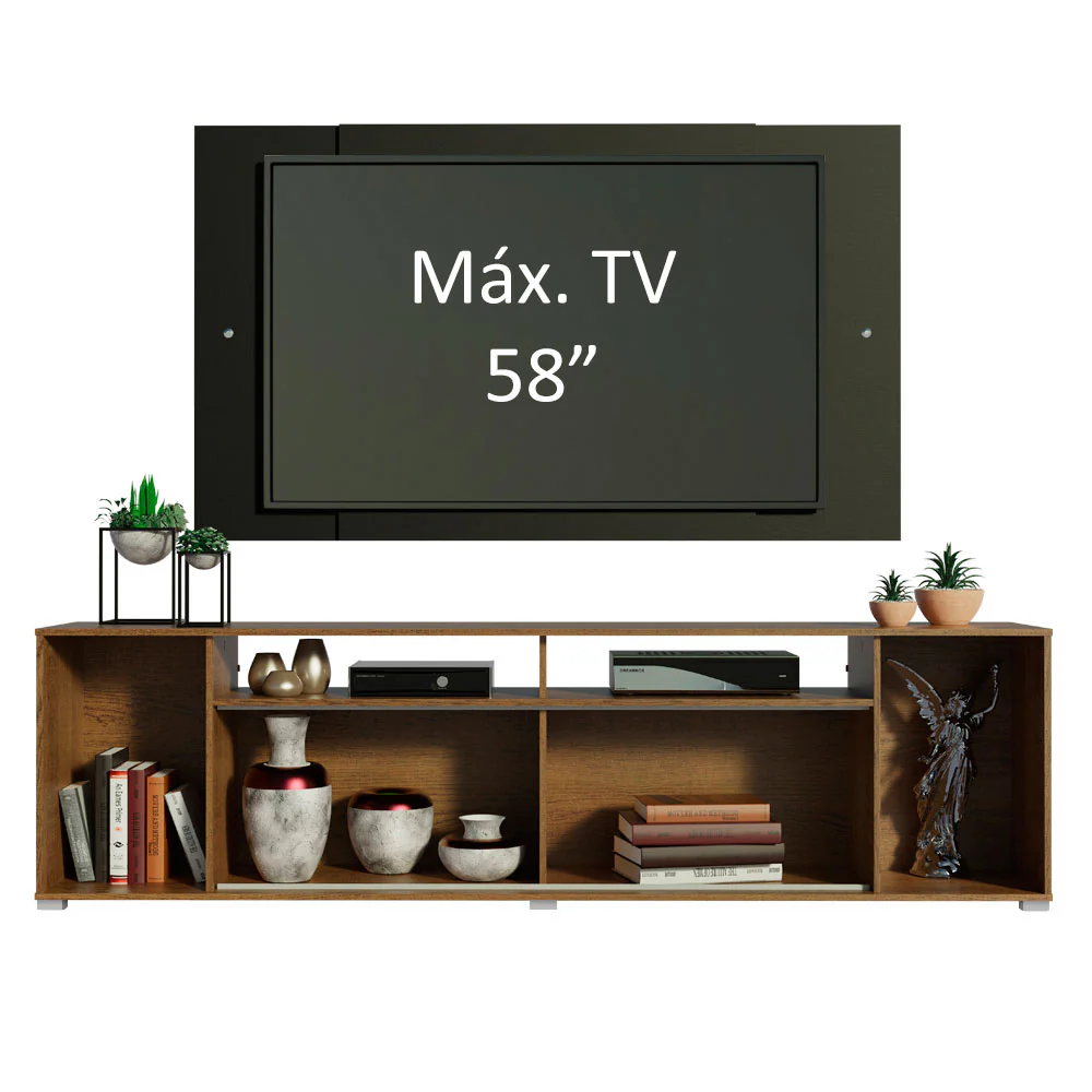 Rack Madesa Cancun e Painel para TV até 58 Polegadas Rustic/Preto 5Z8N - Image 4