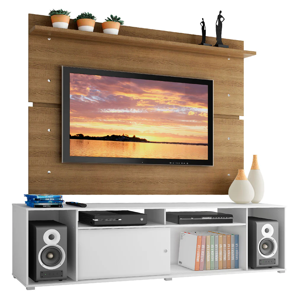 Rack Madesa Cancun e Painel para TV até 65 Polegadas Branco/Rustic 095Z - Image 2