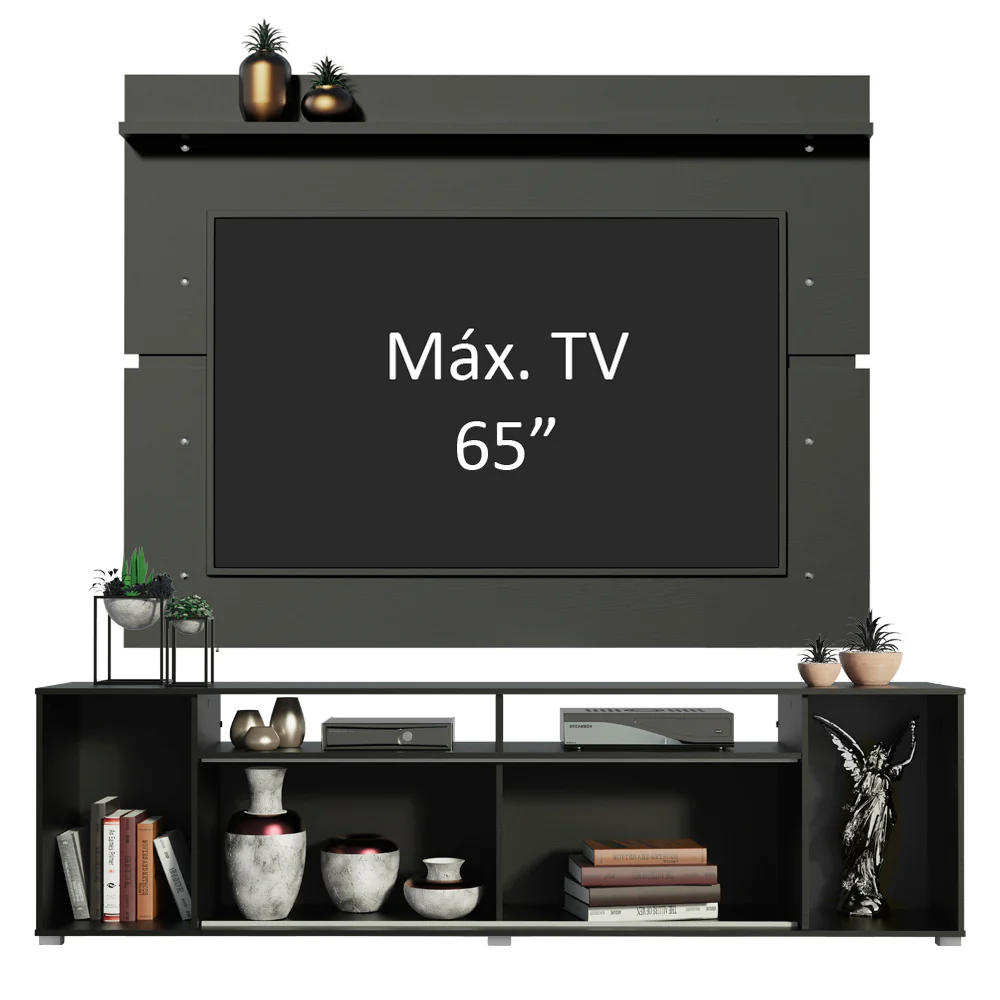 Rack Madesa Cancun e Painel para TV até 65 Polegadas Preto - Image 4